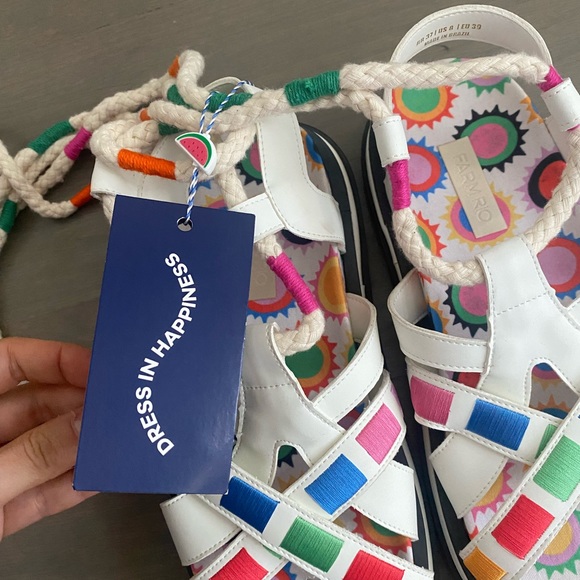 Farm Rio Sunset Anatomic rope detail white sandal Size 8 - Picture 5 of 7